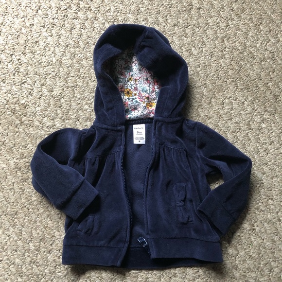 Baby Girl Navy Velour and Floral 3-Piece Set - Picture 2 of 5